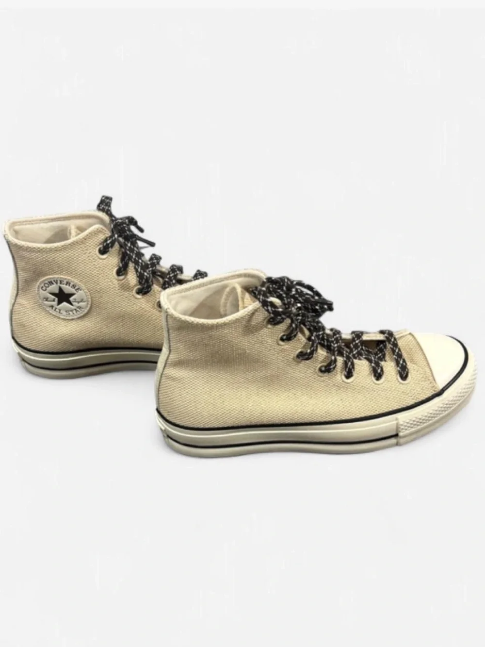 Converse Canvas CTAS Lift High-Top Sneakers Beige with Black Laces